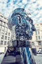 Moving statue of Franz Kafka in Prague, blue filter Royalty Free Stock Photo